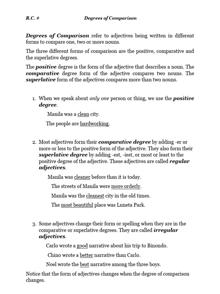 Understanding Degrees of Comparison | PDF | Adjective | Linguistics