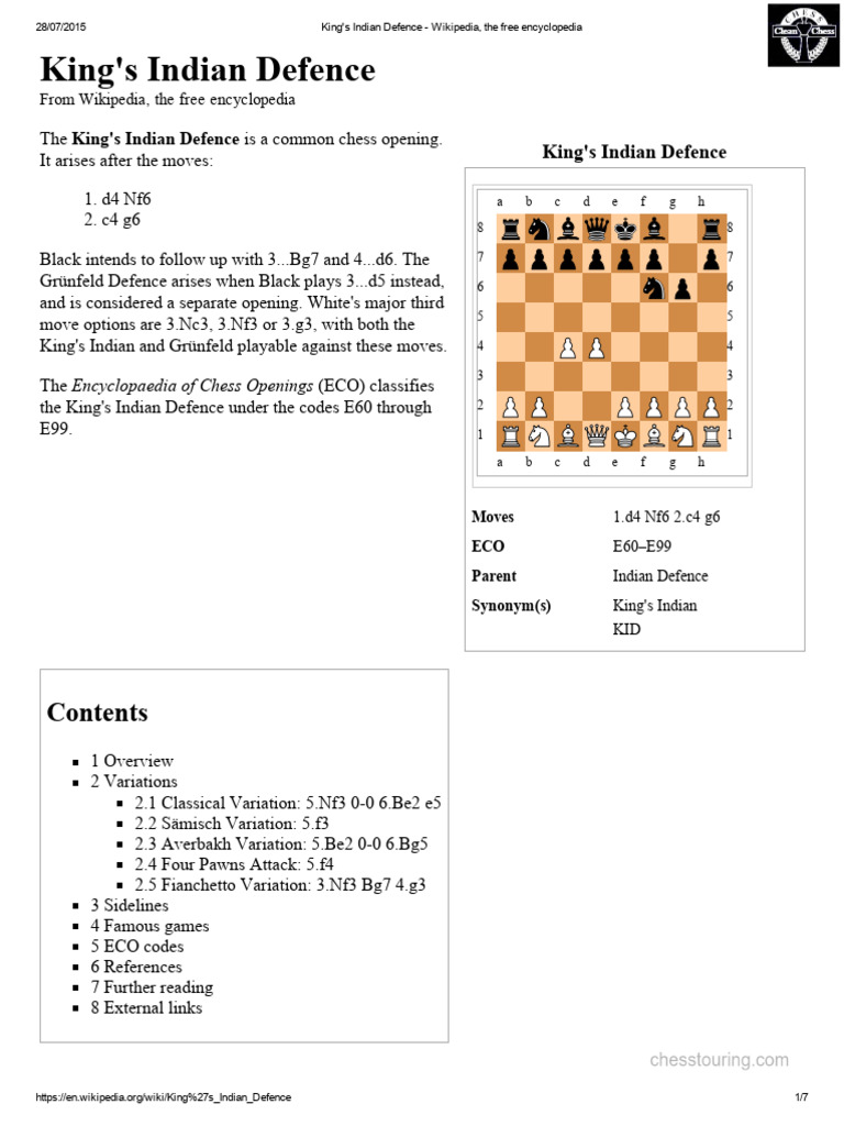 King's Indian Defence Overview | PDF | Chess Openings | Chess Theory