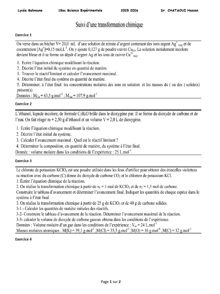 Exercices Bac Science Expérimentale 2025 | PDF