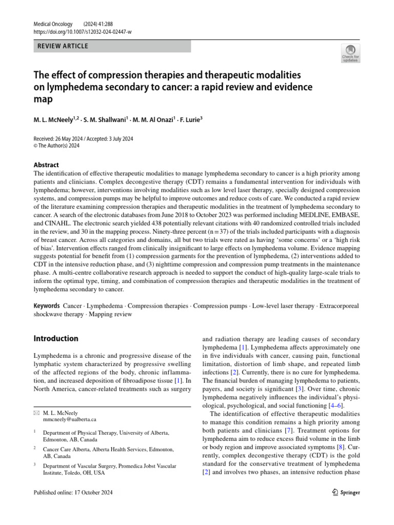 The Effect of Compression Therapies and Therapeutic Modalities On ...