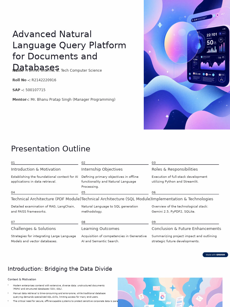 Advanced NLP Query Platform Overview | PDF | Databases | Sql