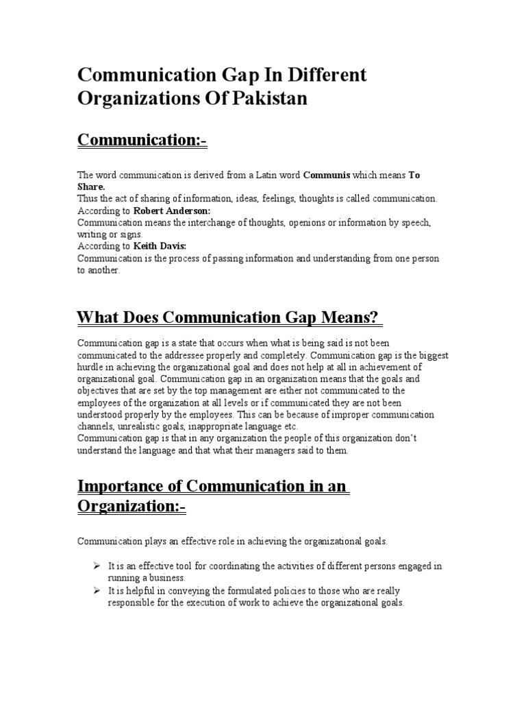 Communication Gap | PDF | Goal | Communication