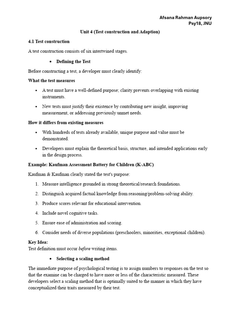 Test Construction and Scaling Methods | PDF | Multiple Choice | Psychology