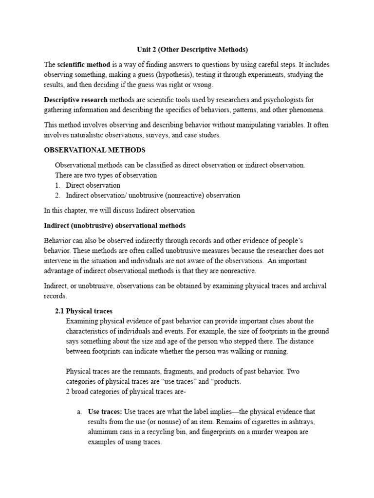 Descriptive Research Methods Overview | PDF | Focus Group | Psychology