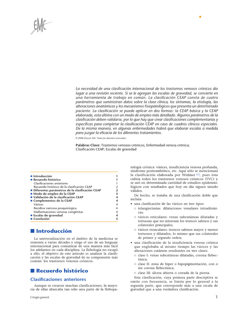 Clasificación CEAP de Trastornos Venosos | PDF | Venas varicosas | Vena