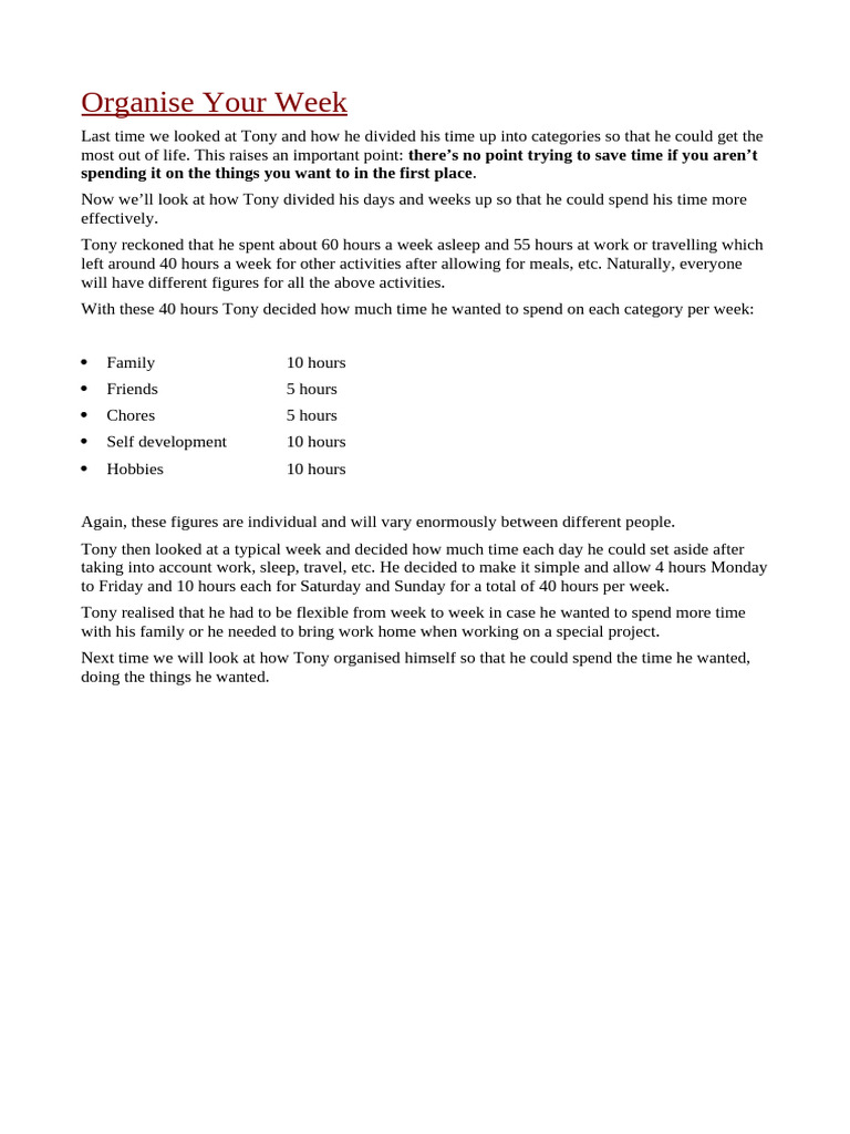 002organise Your Week | PDF