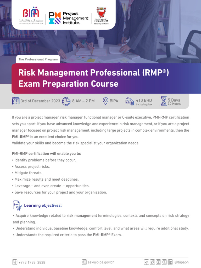 PMI-RMP Exam Prep Course in Bahrain | PDF | Risk Management | Risk