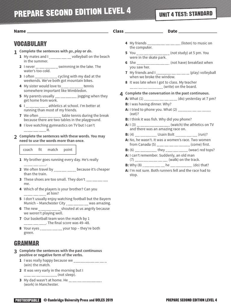 Level 4 Test: Vocabulary & Grammar | PDF | Syntax | Linguistics