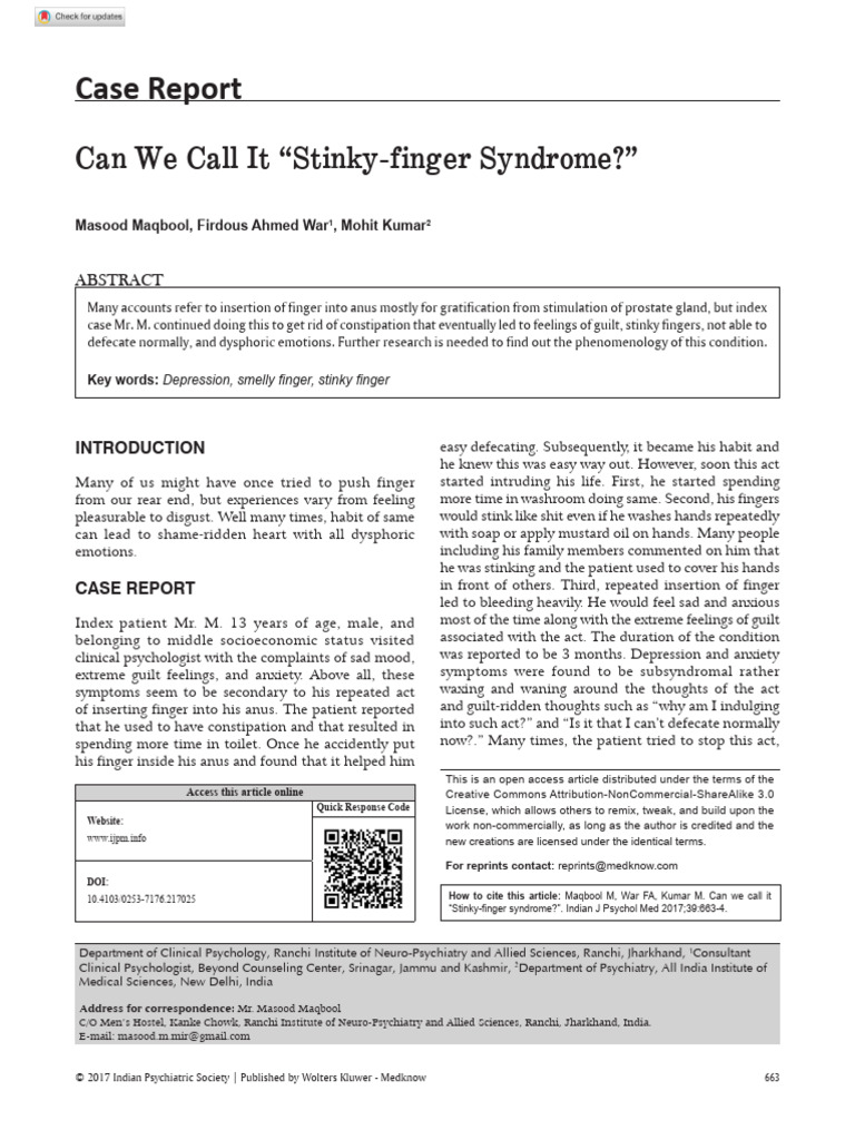 Stinky-Finger Syndrome Explained | PDF | Obsessive–Compulsive Disorder ...