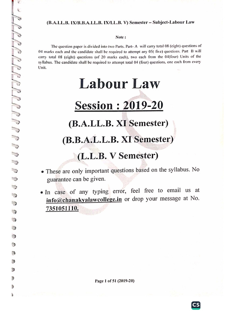 Labour Law Notes | PDF