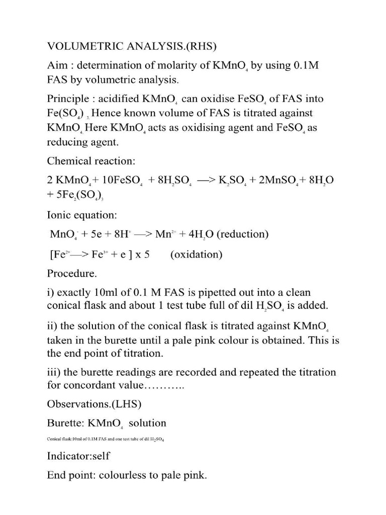 Volumetric Analysis Short | PDF