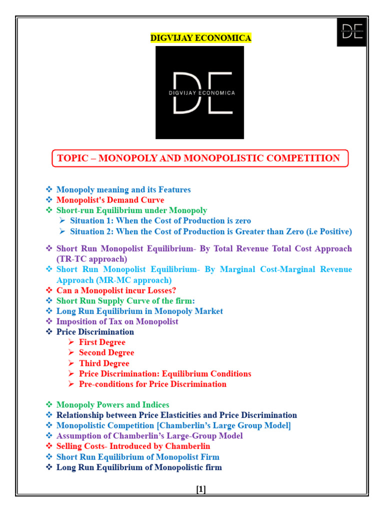 Monopoly and Monopolistic Competition Insights | PDF | Monopoly ...