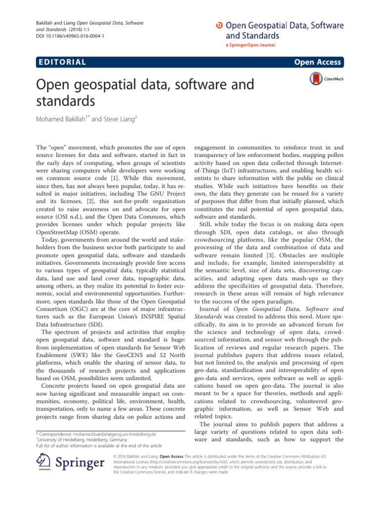 Open geospatial data, software and standards | PDF | Geographic ...