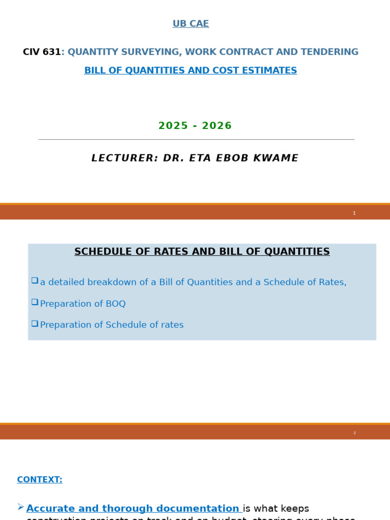 Bill of Quantities vs Schedule of Rates Guide | PDF | Specification ...