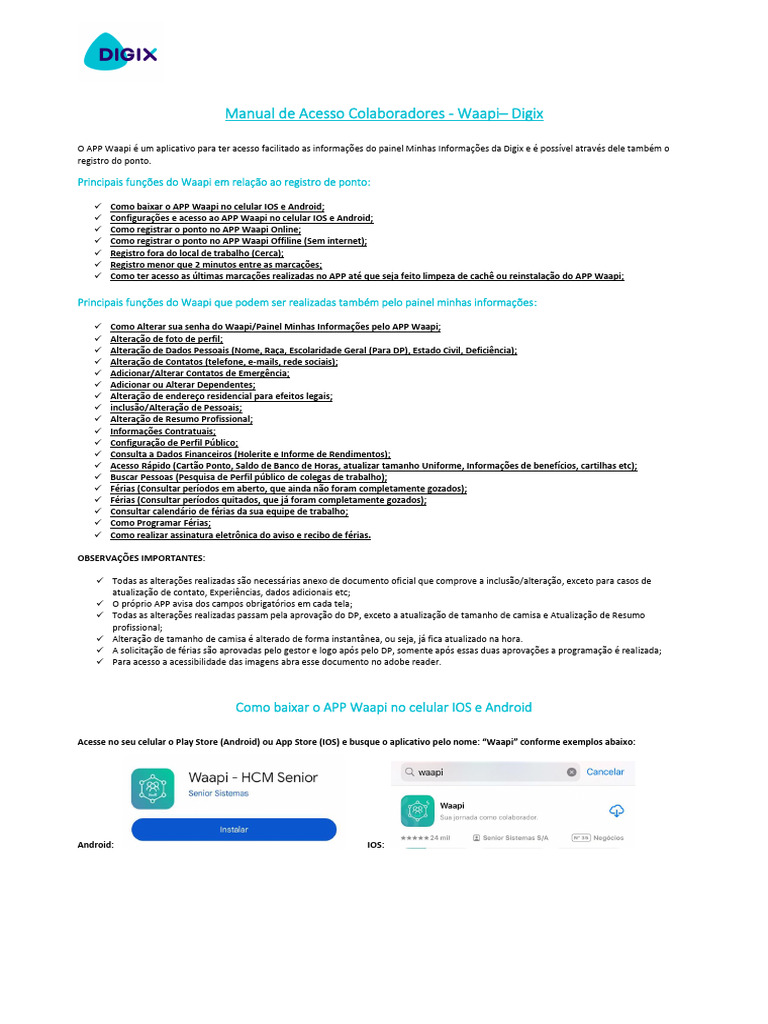 Acesso e Registro no APP Waapi Digix | PDF | Aplicativo para celular ...