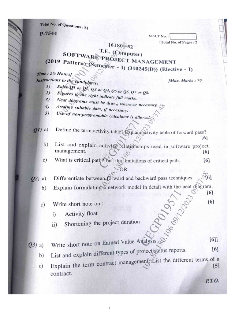 SPM Endsem Papers | PDF