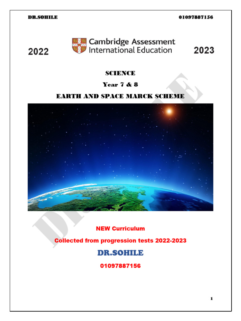Year 7-8 Earth and Space Mark Scheme | PDF