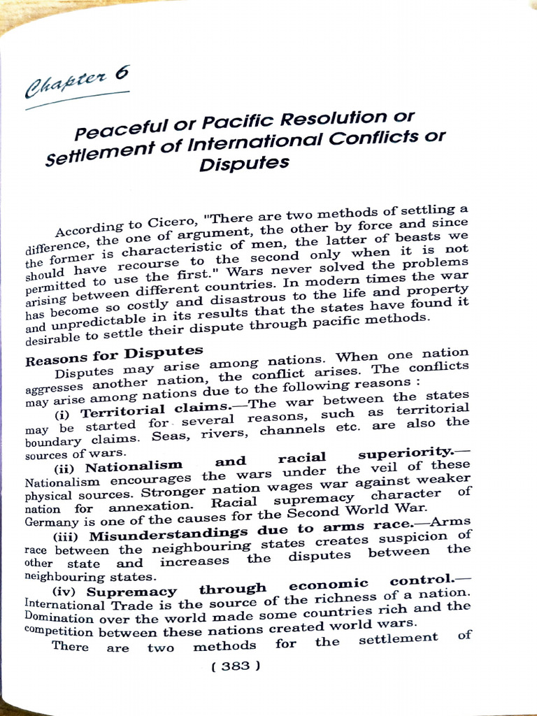 Peaceful Resolution of International Disputes | PDF