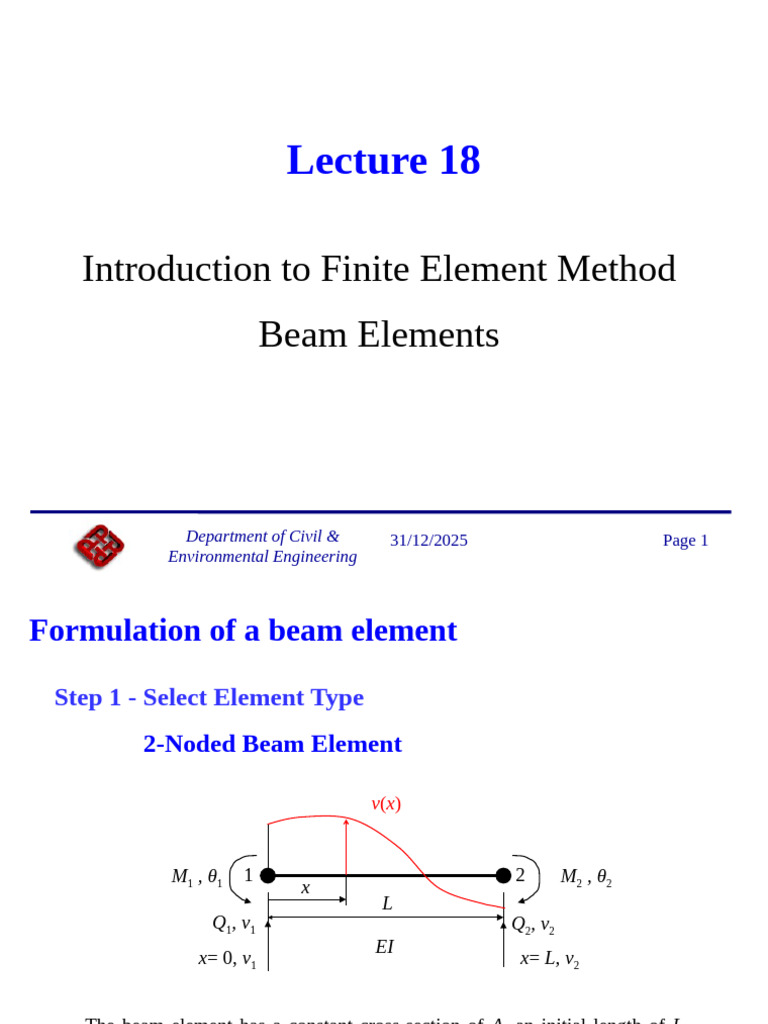 Finite Element Method: Beam Elements | PDF | Beam (Structure) | Mechanics