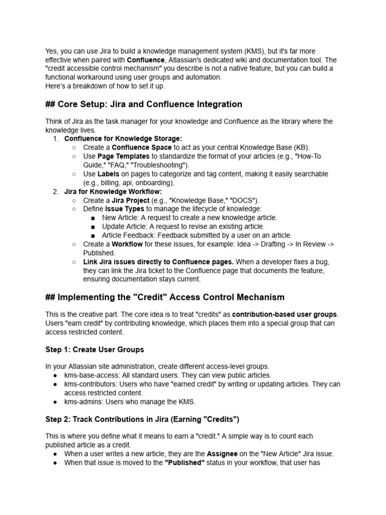 Integrating Jira and Confluence for KMS | PDF | Software | Computing