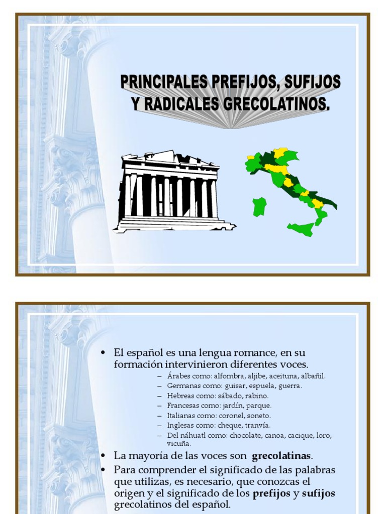 La Palabra. Prefijos y Sufijos Griegoslatinos