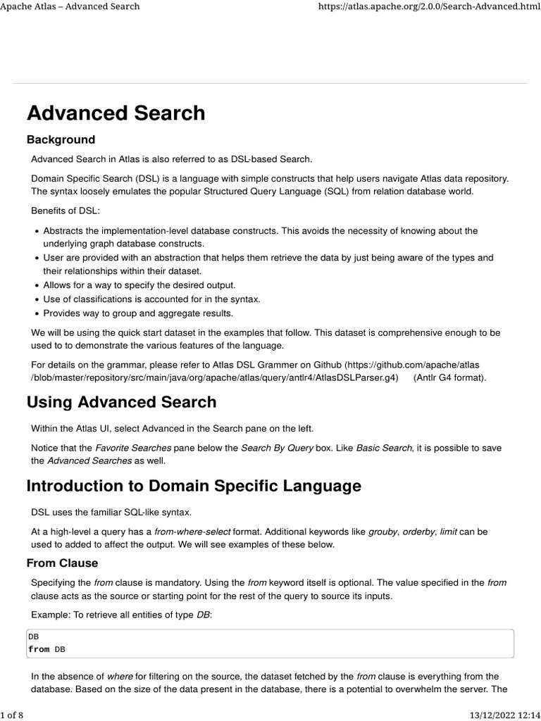 Apache Atlas Advanced Search Guide | PDF | Databases | Information ...