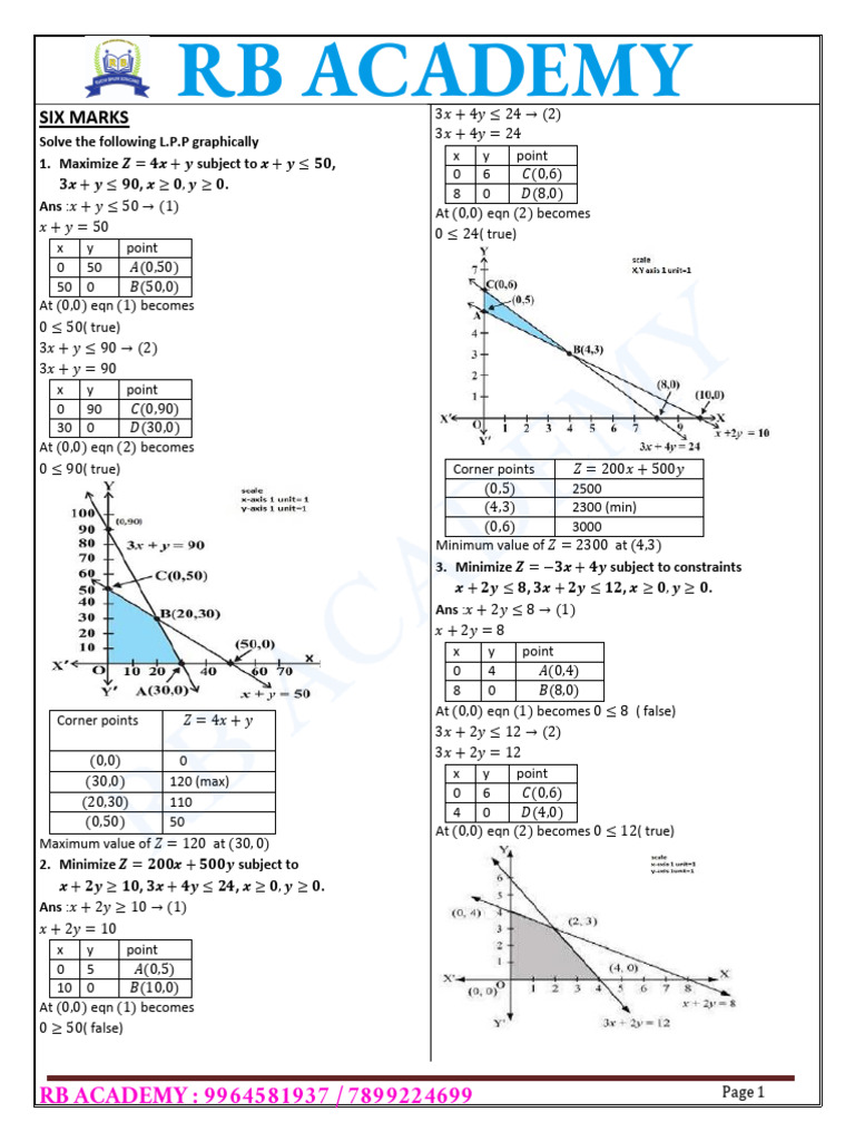 Graphical Solutions for Linear Programming | PDF | Mathematical Physics ...