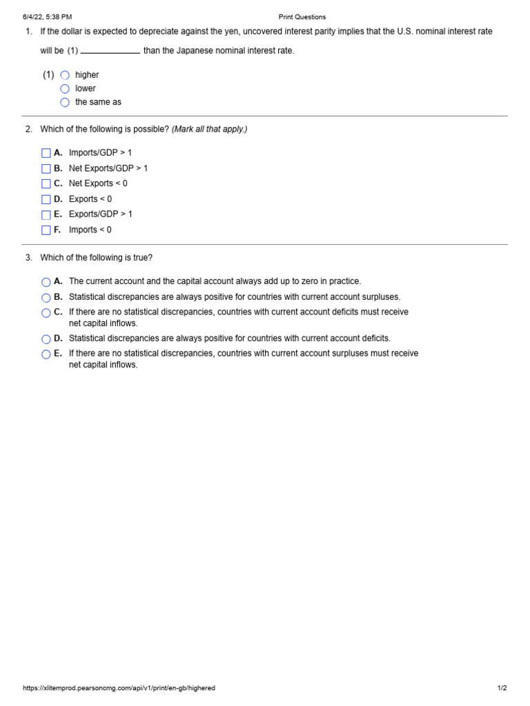 Interest Rates and Current Account Analysis | PDF