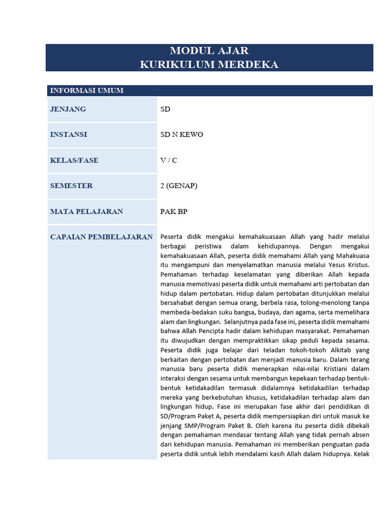 Modul Ajar Kurikulum Merdeka SD | PDF