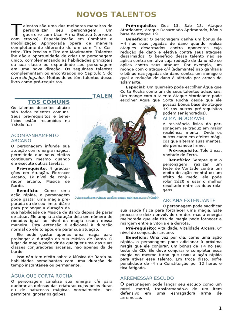 Talentos Comuns para Personagens RPG | PDF | Elfos