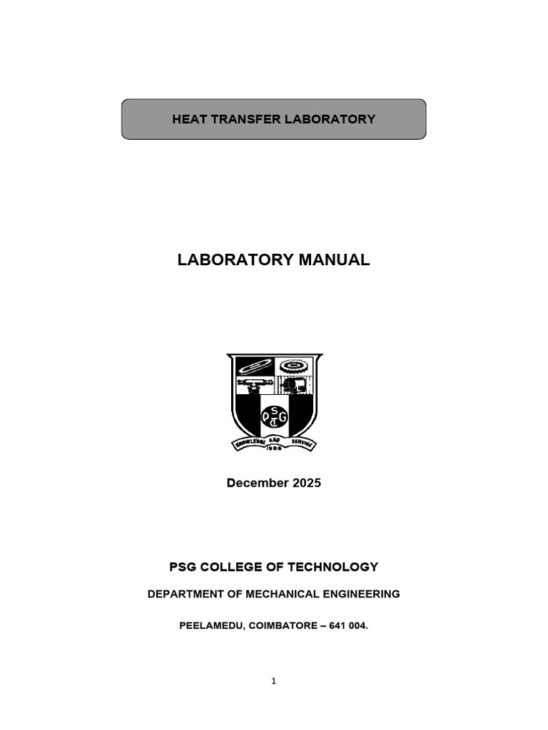 Heat Transfer Laboratory Manual | PDF | Heat Transfer | Thermal Insulation