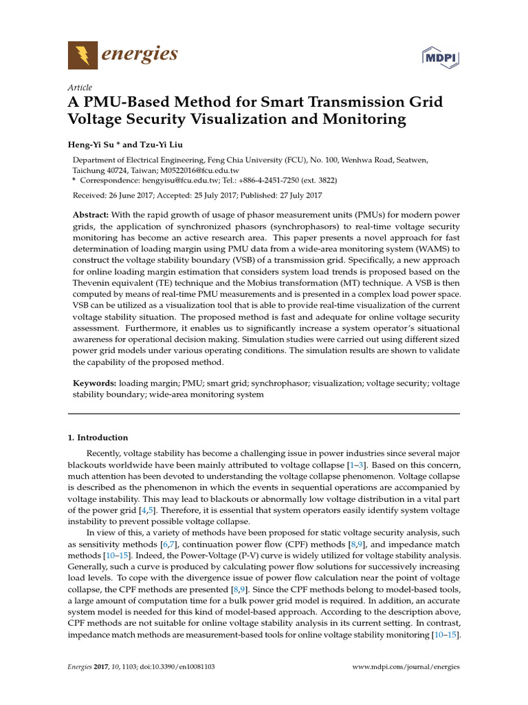 PMU Method for Voltage Security Monitoring | PDF