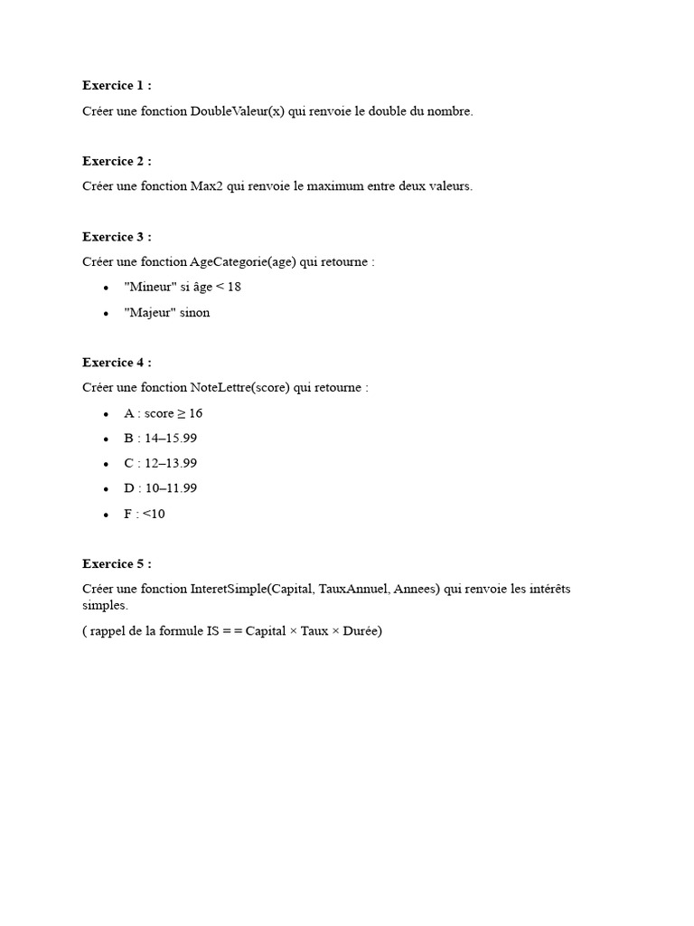 Fonctions Python de base : Exemples pratiques | PDF