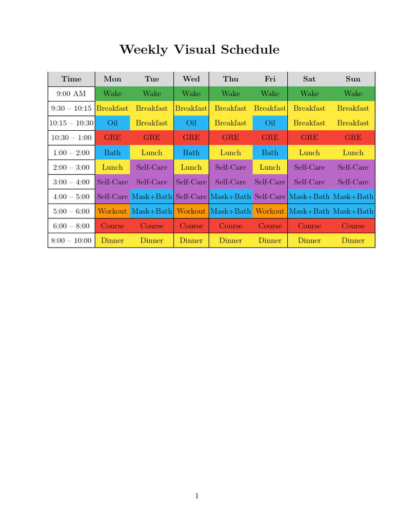 Weekly Visual Schedule Overview | PDF