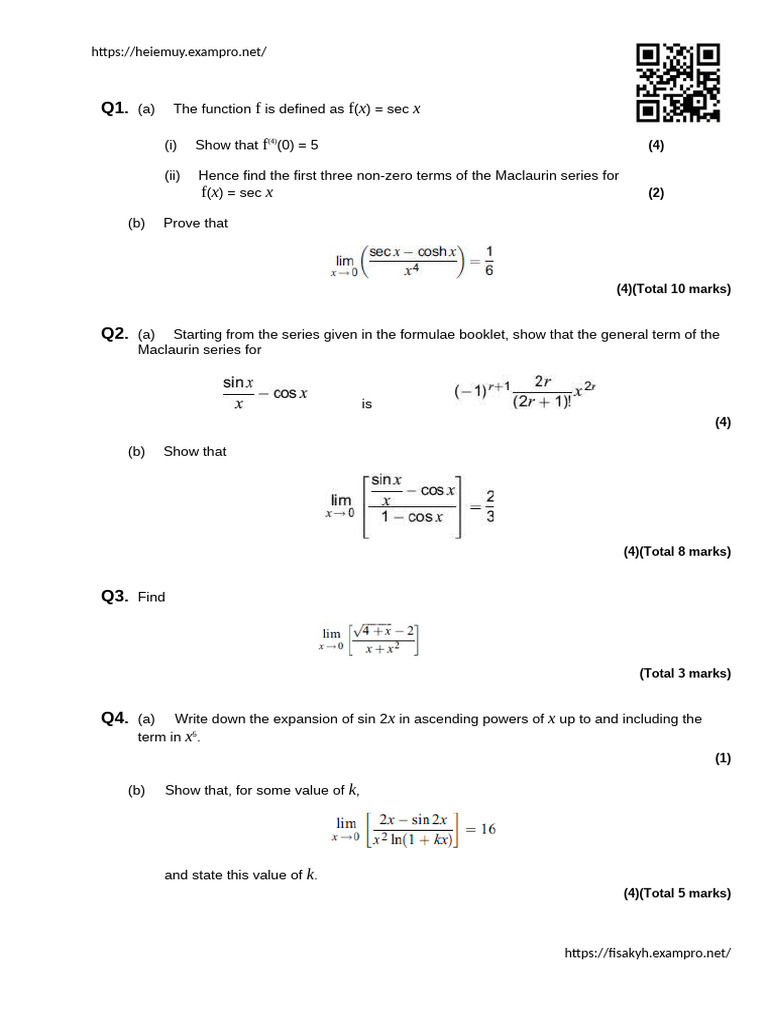 Seriesandlimits Exam Qs | PDF