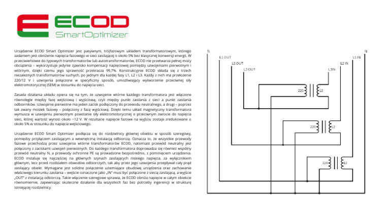Opis Działania I Schemat Urządzenia ECOD Smart Optimizer | PDF