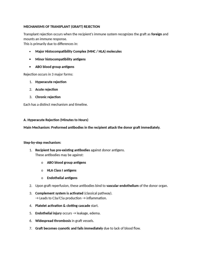 Transplant Rejection Mechanisms Explained | PDF | Transplant Rejection ...