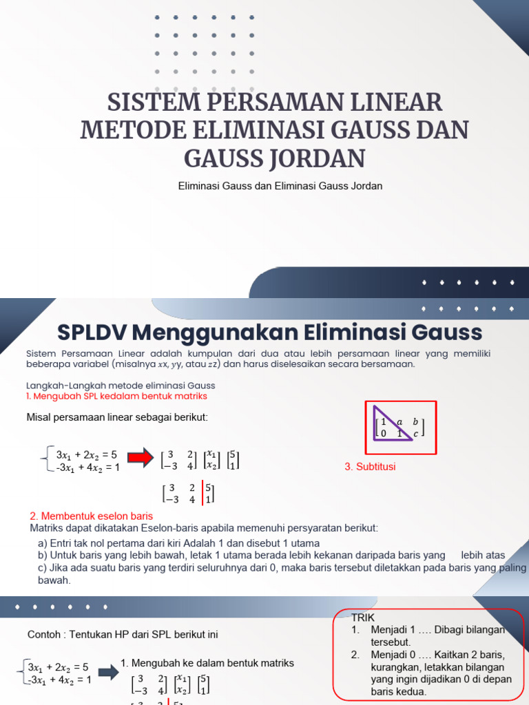 Metode Eliminasi Gauss dan Jordan SPL | PDF
