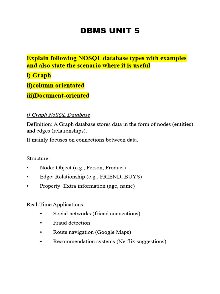 DBMS UNIT 5 | PDF | No Sql | Databases