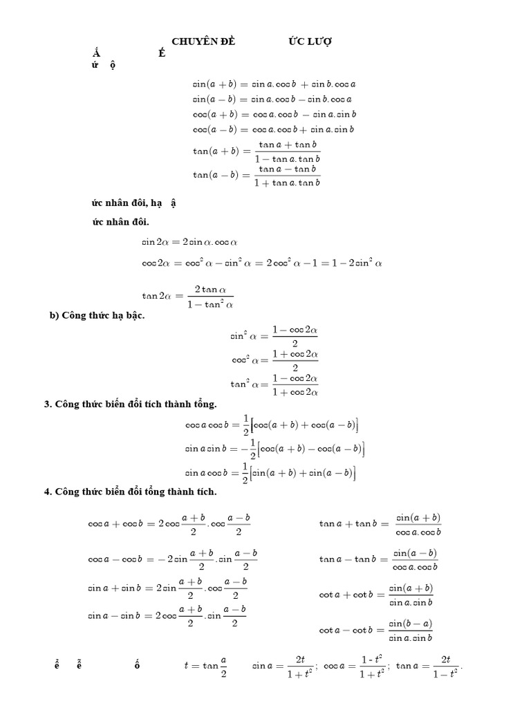 Chuyen de Cong Thuc Luong Giac 828fcf0d2c | PDF