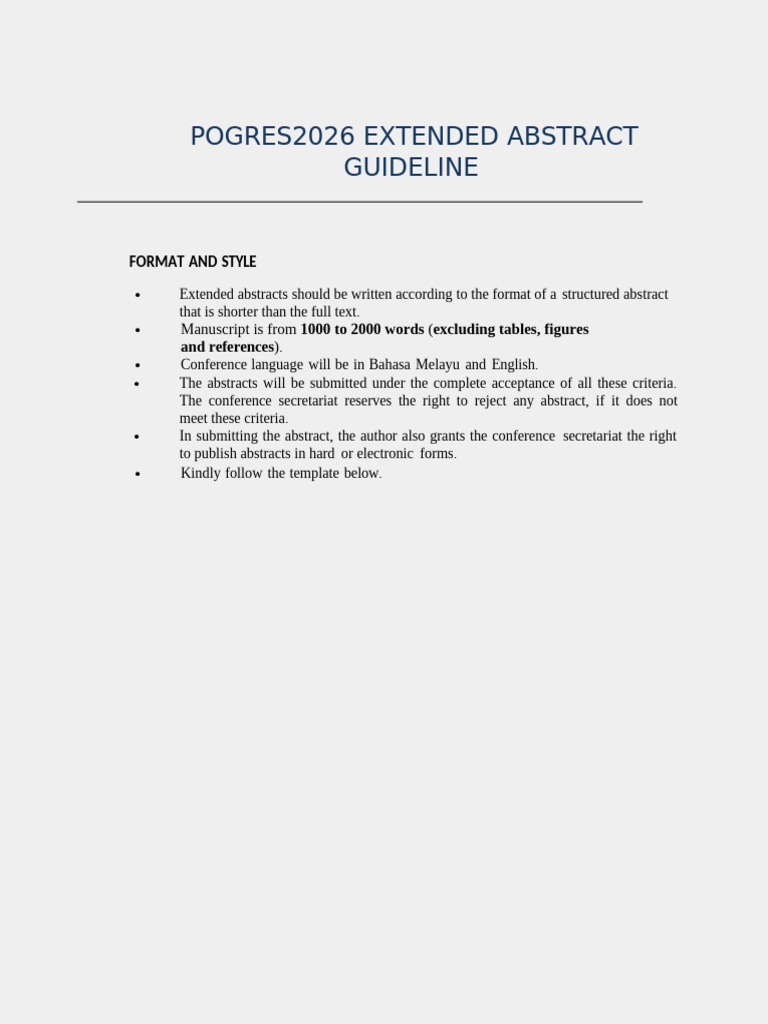 POGRES2026 Extended Abstract Guidelines | PDF | Abstract (Summary ...