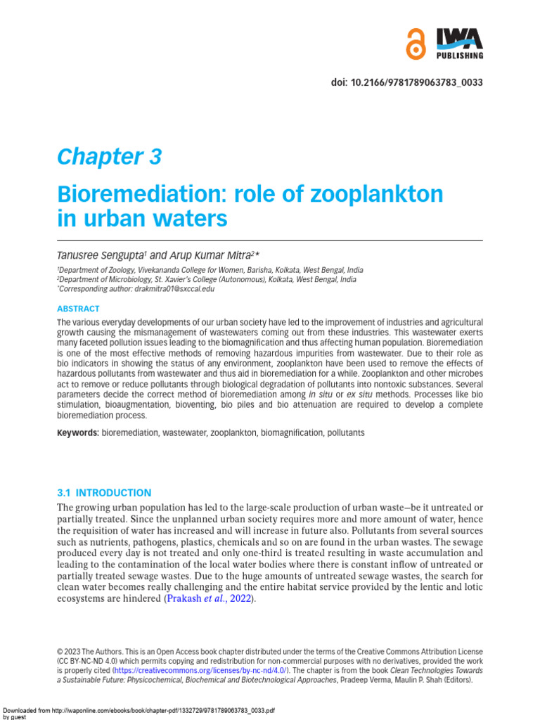 Zooplankton in Urban Water Bioremediation | PDF | Water Pollution | Soil
