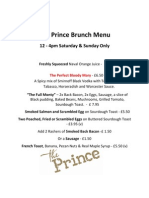 The Prince Brunch Menu