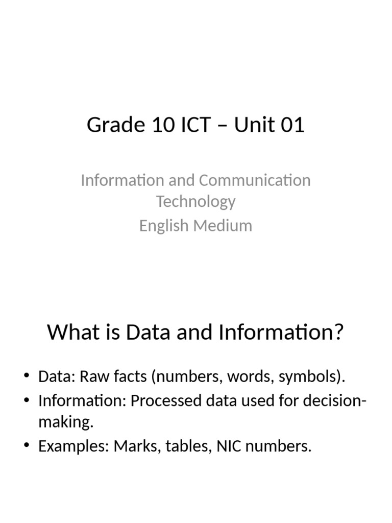 Grade 10 ICT: Data, Information, and Systems | PDF | Information | Data