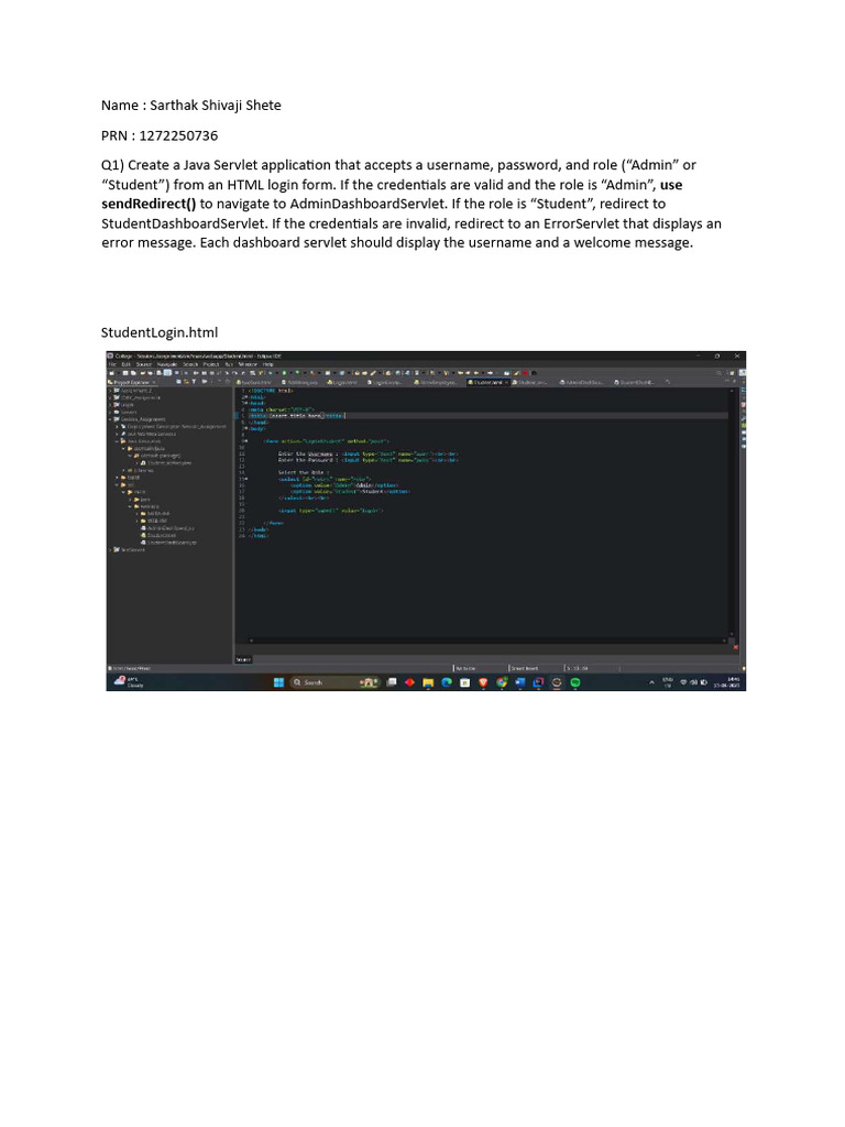 Java Servlet Login and Marks Calculation | PDF