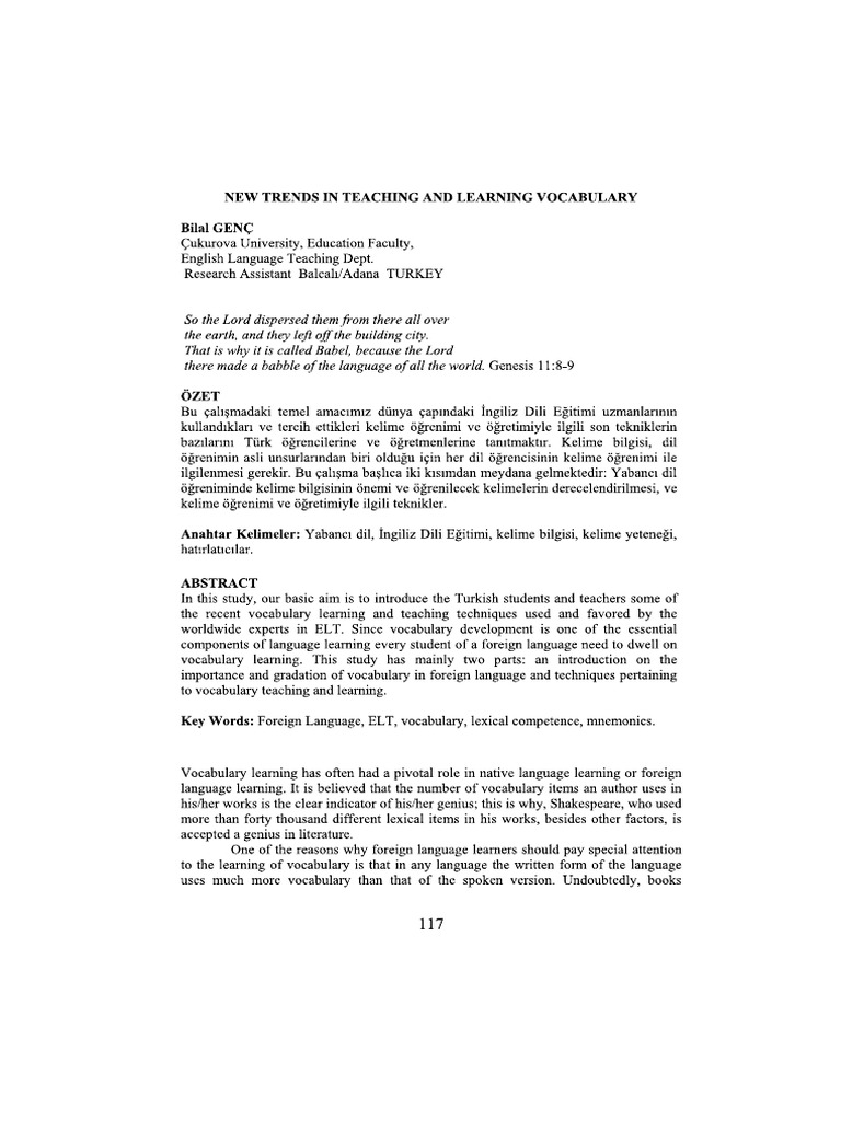 New Trends in Teaching and Learning Vocabulary | PDF