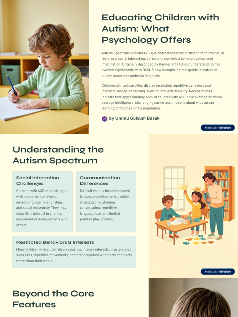 Autism Education: Insights from Psychology | PDF | Autism | Theory Of Mind