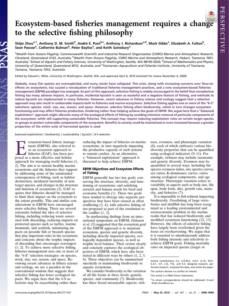Rethinking Selective Fishing for EBFM | PDF | Overfishing | Biodiversity