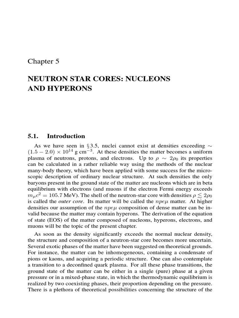 Neutron Star Cores: Nucleons and Hyperons | PDF | Matter | Neutron