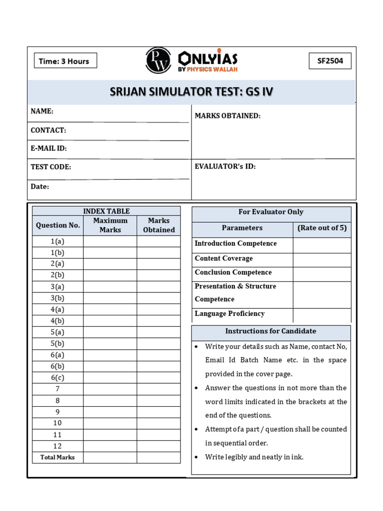 SF2504 Simulator Test 4 GS 4 Question Booklet PDF | PDF